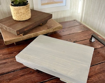 Gray Wood Table Riser - Wood Pedestal - Rustic Wood Riser - Farmhouse Riser-Wood Tray- Rustic Decor- Riser - Distressed Decor