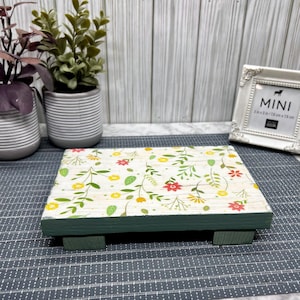 Floral Wood Table Riser-Table Riser-Wood Pedestal-Rustic Wood Riser-Farmhouse Riser-Wood Tray-Rustic Wooden Tray-Tray-Riser-Floral Decor
