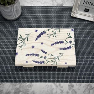 Lavender Wood Table Riser-Table Riser-Wood Pedestal-Rustic Wood Riser-Farmhouse Riser-Wood Tray-Rustic Wooden Tray-Tray-Riser-Floral Decor image 3