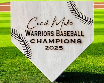Personalized Baseball/Softball Wood Plaque: Home Plate Coach/Senior Gift