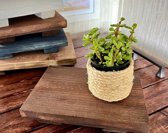 Rustic Wood Table Riser: Brown Honey Finish, Farmhouse Decor (10x12 Inch)