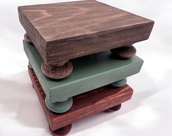 Rustic Farmhouse Wood Riser Set: 4-inch Display Pedestal