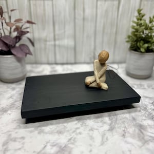 Jet Black Wood Table Riser - Wood Pedestal - Rustic Wood Riser - Farmhouse Riser-Wood Tray- Rustic Decor- Riser - Distressed Decor