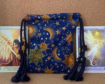 Celestial Starlight Double Sided Drawstring Tarot Bag