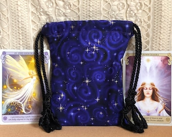 Indigo Starshine Doubled Sided Drawstring Tarot Bag