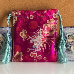 Fuyu Hana Winter’s Blossom Brocade Large Drawstring Tarot Bag Gift