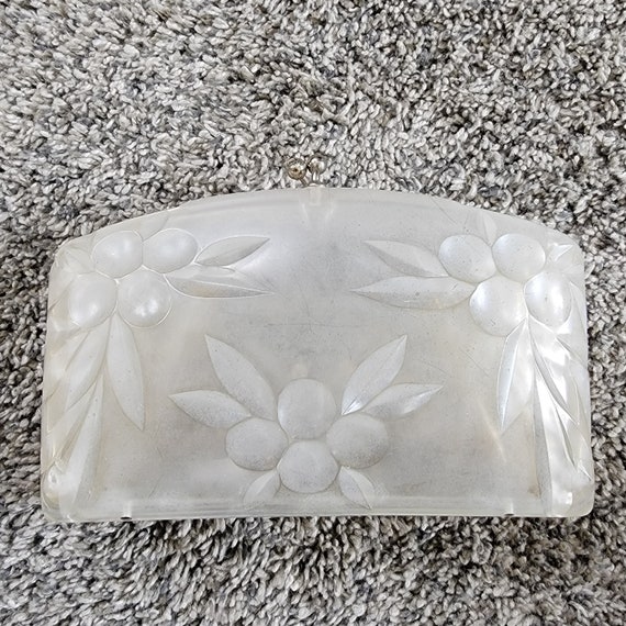 Vintage 1950s Clear Lucite Clutch with Rhinestones - image 3