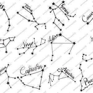 Zodiac Constellations, Instant Download