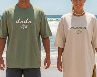Embroidered Mama Dada O-Fish-Ally Shirt, Ofishally First Birthday Sweatshirt, Fishing Family Birthday Party Tee, New Parents Matching Outfit