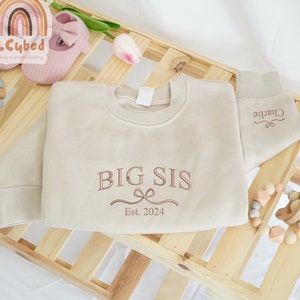 Embroidered Custom Big Sis Shirt, Custom Big Sister Toddler Sweater, Big Sister Announcement Shirt, Pregnancy Reveal Shirt, Big Sister Gift