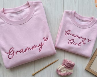 Embroidered Grammy and Grammy's Girl Matching Shirt, Custom Little Grandkids Romper, Grandma And Me Sweatshirt, Mother's Day Gift, Gigi Tee