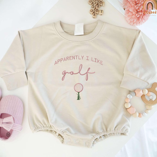 Embroidered Apparently I Like Golf Romper, Cute Golf Bodysuit, Golf Baby Clothes, Baby Girl Golf Outfit, I Love Golf Bodysuit,Baby Girl Golf