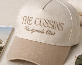 Embroidered Newlyweds Club Two-Tone Trucker Cap, Custom Engaged Couple Snapback Hat, Personalized Matching Couple Caps, Honeymoon Apparel