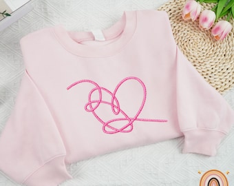 Embroidered Love Yourself Heart Sweatshirt, Minimalist Heart Crewneck Sweater, Music Fan T-shirt, Self Love Pullover Hoodie, Lovers Gift