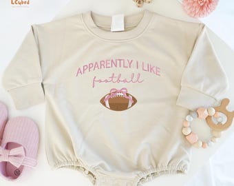 Mono de bebé bordado "Aparentemente me gusta el fútbol", conjunto divertido de fútbol para bebé, body de bebé bordado para el día del partido, camiseta de fútbol para bebé