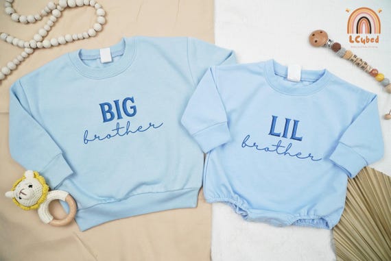 Embroidered Big Brother Lil Brother Toddler Sweatshirt, Lil Bro Baby Romper, Matching Siblings, Big Brother Announcement Shirt, Big Bro Tee