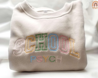Embroidered Retro School Psychologist Sweatshirt, School Psych Gift, School Psychology Sweater, Psych Sweatshirt, Psychology Sweatshirt