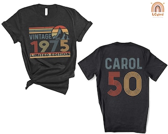 50th Birthday Retro Shirt, 1975 Birthday Sweatshirt Gift, 50 Years Bday Number Hoodie, Forties Bday Tee For Wife Or Husband, 1975 Shirt