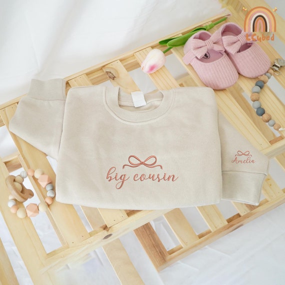 Embroidered Big Cousin Toddler Sweatshirt, Biggest Cousin Shirt, Big Cousin To Be Shirt, Little Cousin Shirt, Littlest Cousin Shirt