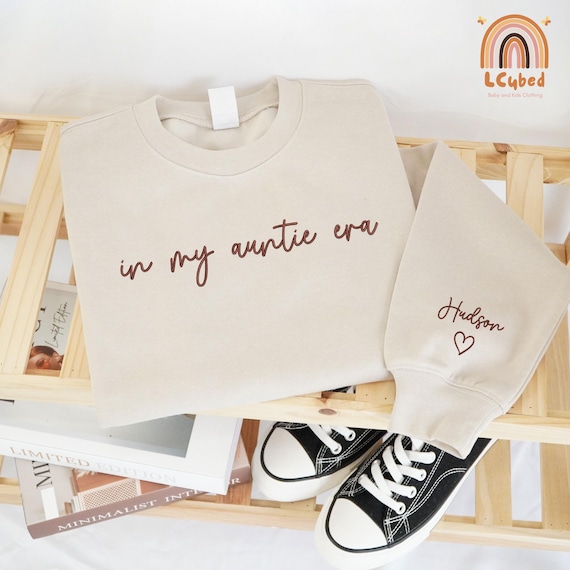 Embroidered In My Auntie Era Sweatshirt, Personalized Aunt Era Pullover Hoodie, Custom Aunt To Be T-Shirt, Auntie Gift, Tia Era Outfit