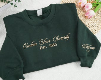 Custom Embroidered Sorority Sweatshirt, College Shirt, Vintage Sorority Sweatshirt, Matching Girls Trip Tee, Sorority Gift, College Crewneck