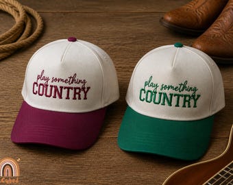 Embroidered Play Something Country Two-Tone Trucker Cap, Cowboy Snapback Hat, Nashville Style Dad Caps, Western Adjustable Hat