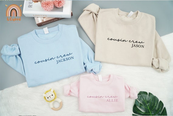 Embroidered Custom Cousin Crew Sweatshirt, Matching Cousin Sweatshirt, Cousin Crew Matching Shirt, Family Cousin Gift, Cousin Vacation Shirt