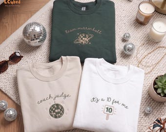 Embroidered Disco Ball Sweatshirt, Team Mirrorball Crewneck Sweater,  Couch Judge T-Shirt, Funny Its A 10 For Me Tee, Dancing Fan Gift
