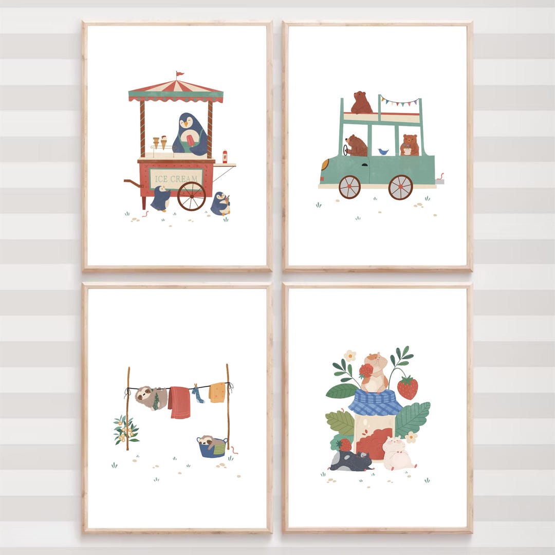 Art Print for Children, Nursery Decor, Whimsical Nursery Prints, Kids Wall Art, Animal Art ...