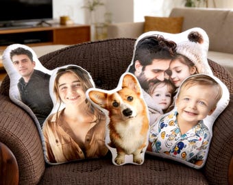 Custom Picture Pillow, Personalized Photo Cushion Gifts for Family, Pillow with Your Photos, Pet Memorial Gift