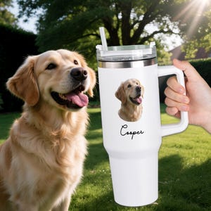 Personalisierter Hundebecher Haustierbecher, personalisierter Fotobecher mit Griff, individuelle Hundetasse, Erinnerungen Geschenk für Hundeliebhaber