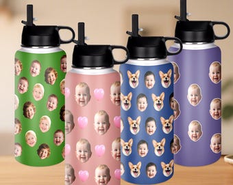 カスタムフェイスウォーターボトル：断熱ステンレススチール、新学期ギフト