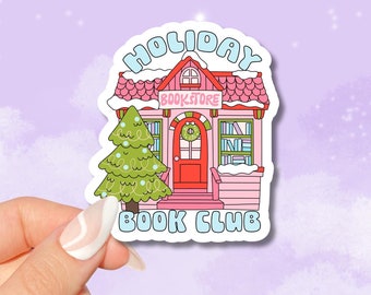 Holiday Book Club Bookstore Sticker, Cute Cozy Winter Stickers, Book Lover Christmas Gift, Bookish Merch Kindle Sticker, Reading Lover
