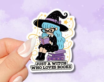 Witchy griezelige boeken sticker, Halloween heks boekstickers, boekenliefhebbers cadeau, leesgrage merchandise Kindle stickerlezer, e-reader lezing minnaar