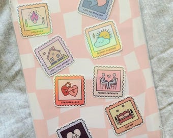 Book Tropes Sticker Bundle, 8 Bookish Stickers, Book Lovers Gift, Bookish Merch, Kindle Sticker, Smut Reader, Reading Lover Gift E-Reader