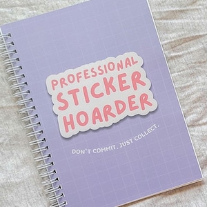 Professional Sticker Hoarder Reusable Sticker Book, 50 Double Sided Sticker Release Pages, Purple Sticker Collector Storage A5 Album Gift