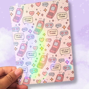 Y2K Kindle Insert for Clear Case, Holographic Printed Cardstock Paperwhite Insert, Cute Pastel Pink Bookish Merch, E-Reader Book Lover Gift