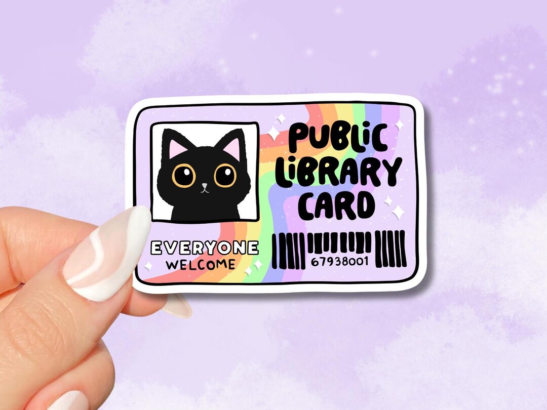 Cute Cat Library Card Sticker, Bookish Stickers Merch, Book Lovers Gift ...