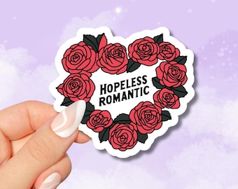 Hopeless Romantic Book Sticker, Bookish Stickers, Books Lovers Gift, Bookish Merch, Kindle Sticker, Smut Reader, Reading Lover Gift E-Reader