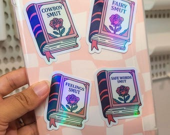 4 Smut Tropes Sticker Bundle, Bookish Stickers, Book Lovers Gift, Bookish Merch, Kindle Sticker, Smut Reader, Reading Lover Gift E-Reader