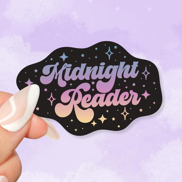 Midnight Reader Sticker, Late Night Spicy Book Lover Gift, Cute Pastel Bookish Merch Kindle Accessory Stickers, Reading Lover Present
