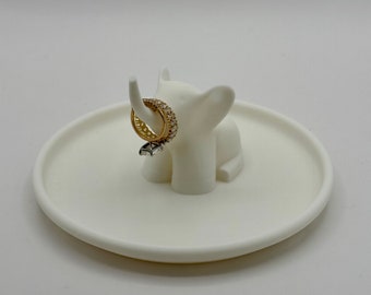 Elephant Jewelry Dish with Decorative Ring Holder and Tray Adorable Elephant Ring Organizer Tray for Jewelry Keep Ring Dish and Holder