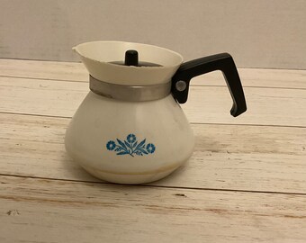 Mini cafetière avec couvercle Corning Ware Toys bleu bleuet vintage, ensemble de jeu pour enfants