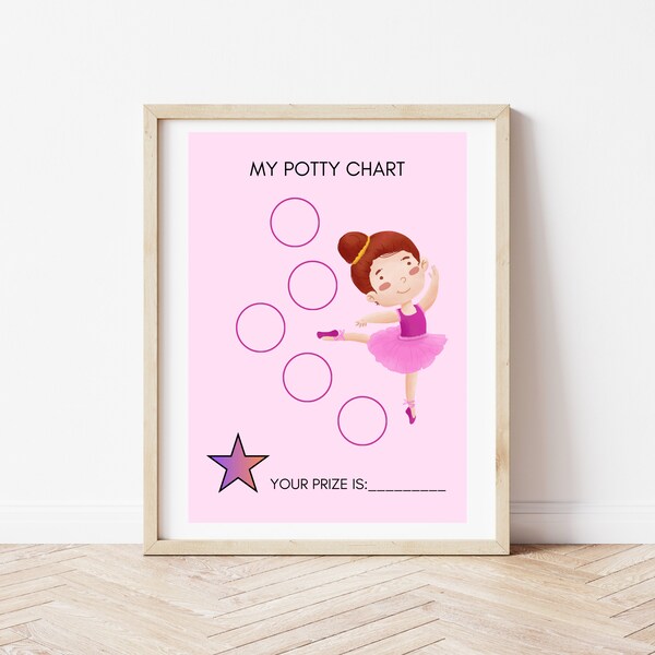 Potty Training Reward Chart | Letter Size (8.5 x 11) | Toddler Reward Chart | Instant Download | Daily Routine | Ballerina Theme