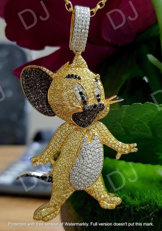 4ct Round Cut Lab Created Diamond Hip Hop Pendant Diamond Mickey