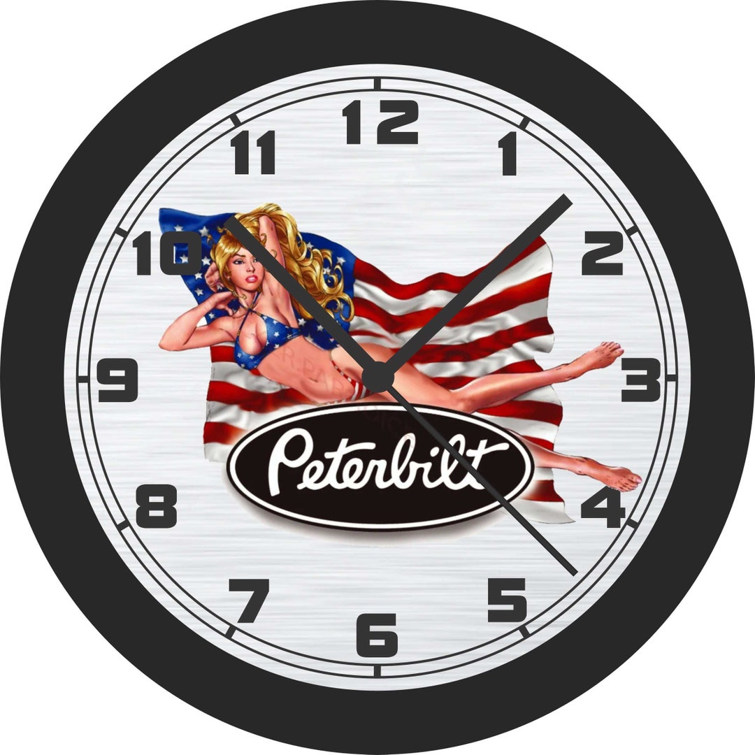 Peterbilt Clock Peterbilt Pinup Girl American Flag Wall Clock - Etsy