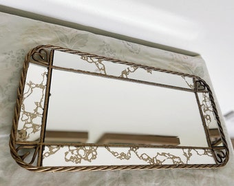 Vintage Ornate Gold Metal Rope Mirror