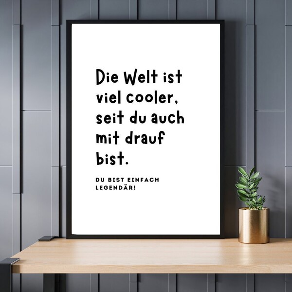 Freundschaftsposter "Du bist einfach legendär" I Wanddeko I Bild I Geschenkidee I Dekoration I Minimalistisch I Freundschaft I Liebe