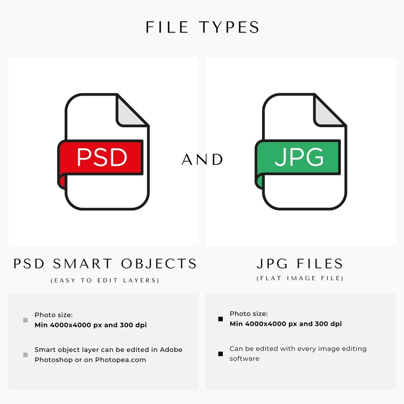 order file types. psd smart object and jpg files