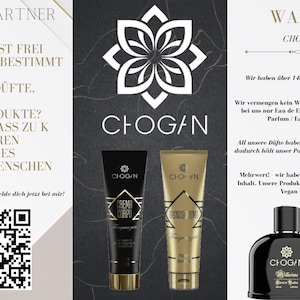 Modelos de folhetos personalizáveis – Designs prontos para imprimir ou criar – Material promocional perfeito para consultores Chogan